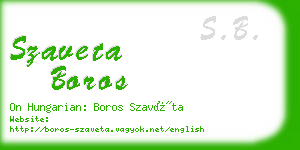 szaveta boros business card